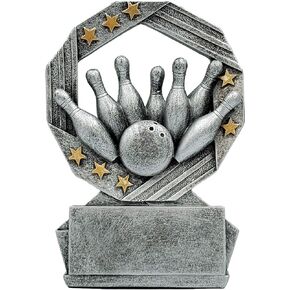 Bowling Hexa Star Trophy - 4.75 Inch Tall | Bowling Tournament Award | Celebrate making a Strike or pick up that Spectacular Split with this prize for Bowling Buffs - Engraved Plate on Request