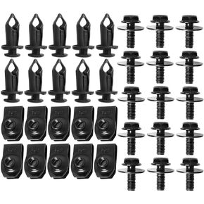 35PCS Engine Under Cover Splash Shield Guard Body Bolts, Bumper Fender Liner Push Retainer Fastener Rivet Clips, Universal Extruded U-Nuts Kit, Compatible with Infiniti G35 G37 EX35 FX35 FX45
