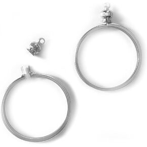 Coin Holder Bezel for Penny USA 1 Cent Silver Tone Pack of 2