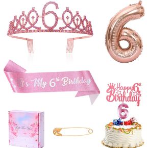 13th Birthday Candle Sash and Tiara Sets,It's My 13th Birthday Sash Rhinestone Crown Happy Birthday Cake Topper 32inch Foil Balloon for Girls 13th Birthday Gift Party Decorations Supplies (Rose 13th)