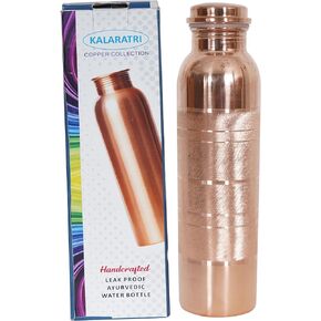 COPPER BOTTLE Pure Copper Water Bottle 34 Oz Copper Bottle Water with Lid – Ayurvedic Copper Water Bottle – Copper Water Vessel - Drink More Water Bottle Leak Proof