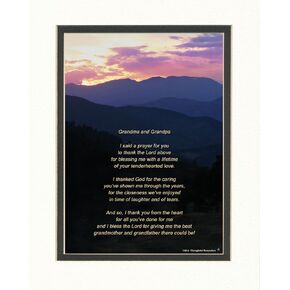Grandmother & Grandfather Gift for Grandparents with Thank You Prayer for Best Grandma & Grandpa Poem. MTS Sunset Photo, 8x10 Matted. Grandparents Day Gift, Christmas, Wedding, Appreciation