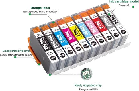 PFI-300XXL PFI300 Ink Cartridges (Show Ink Level) 300 PFI300 Ink Set 4192C007 Remanufactured Replacement for ImagePROGRAF PRO 300 Professional Photographic Inkjet Printer (10 Pack Color Combo) in Kuwait