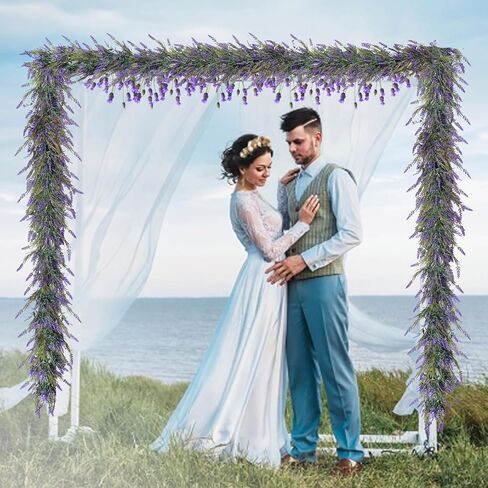 الوستارية الخزامى إكليل الربيع الاصطناعي، إكليل للوشاح طوال العام للداخل والخارج، منزل المزرعة، الزفاف، الشرفة، الدرج، ديكور الأزهار in Kuwait