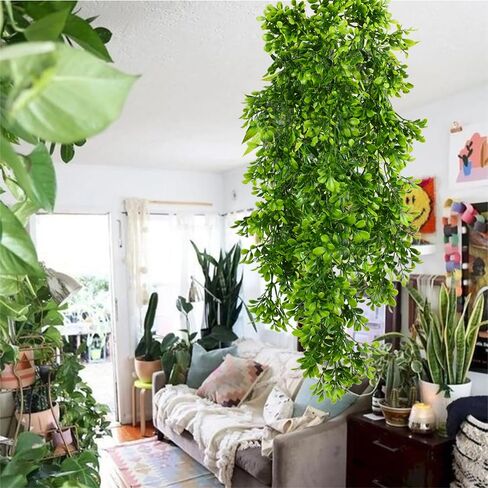 نباتات صناعية معلقة من SzJias، نباتات صناعية معلقة، نباتات خضراء، نباتات بلاستيكية مقاومة للأشعة فوق البنفسجية في الهواء الطلق (قطعتان) in Kuwait