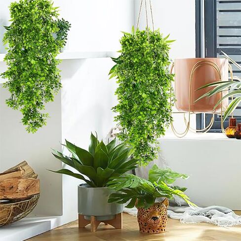 نباتات صناعية معلقة من SzJias، نباتات صناعية معلقة، نباتات خضراء، نباتات بلاستيكية مقاومة للأشعة فوق البنفسجية في الهواء الطلق (قطعتان) in Kuwait