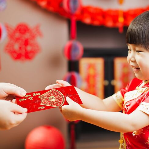 36 قطعة من الأظرف الحمراء الصينية، حزمة حمراء مقاس 3.14 × 4.53 بوصة هونغ باو 6 أنماط كلاسيكية تحيات مهرجان الربيع Lucky Money جيب أحمر للعام الصيني الجديد in Kuwait