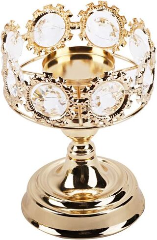 حامل شموع عمودي ذهبي، حامل شمعدان ذهبي فاخر بتصميم كريستالي فاخر (كريستال ذهبي) in Kuwait