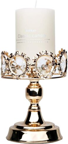 حامل شموع عمودي ذهبي، حامل شمعدان ذهبي فاخر بتصميم كريستالي فاخر (كريستال ذهبي) in Kuwait