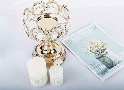 حامل شموع عمودي ذهبي، حامل شمعدان ذهبي فاخر بتصميم كريستالي فاخر (كريستال ذهبي) in Kuwait