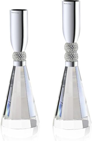 Candle Holder Crystal K9 Heavy Base for Table Decorations Christmas Party Wedding Halloween Décor Set of 2 (Gold) in Saudi Arabia