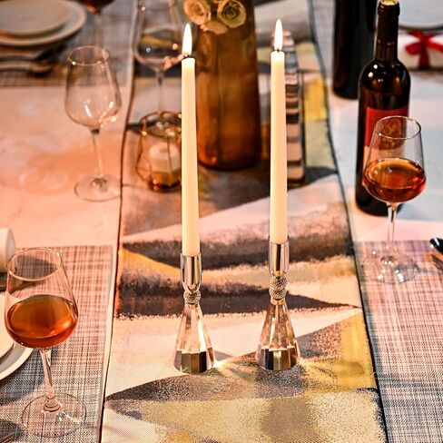 Candle Holder Crystal K9 Heavy Base for Table Decorations Christmas Party Wedding Halloween Décor Set of 2 (Gold) in Saudi Arabia