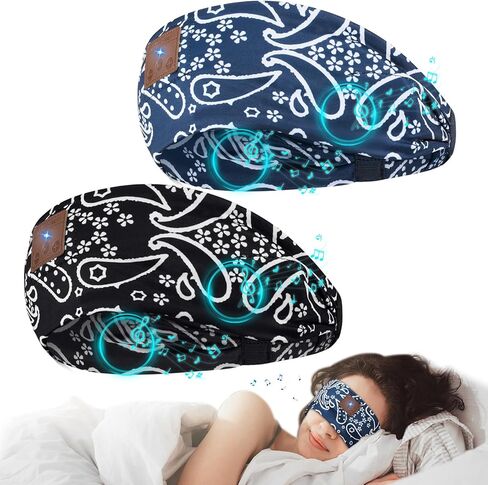 2-Pack Sleep Headphones Bluetooth Headband 2024 سماعات رأس جديدة مع مكبرات صوت رفيعة، سماعات نوم للنوم الجانبي، الأرق، الرياضة، التمرين، اليوغا، هدايا الأدوات الرائعة (أسود وأزرق) in Saudi Arabia