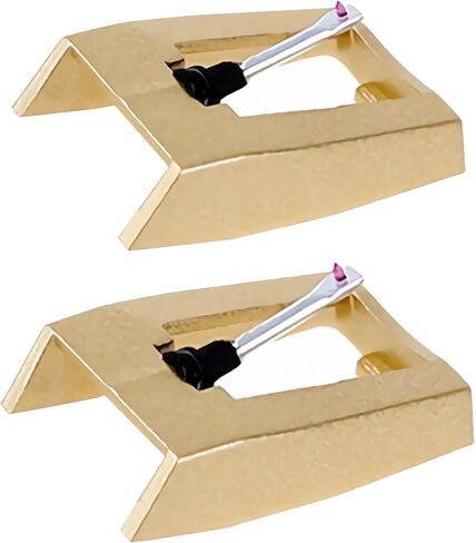 إبر مشغل التسجيلات، 2 حزمة من قلم إبرة بديل قابل للضبط من الفينيل لمشغلات تسجيل Victrola Crosley iON Boytone Jensen LP (ذهبي) in Kuwait