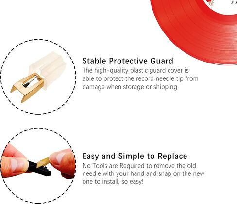 إبر مشغل التسجيلات، 2 حزمة من قلم إبرة بديل قابل للضبط من الفينيل لمشغلات تسجيل Victrola Crosley iON Boytone Jensen LP (ذهبي) in Kuwait