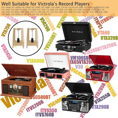 إبر مشغل التسجيلات، 2 حزمة من قلم إبرة بديل قابل للضبط من الفينيل لمشغلات تسجيل Victrola Crosley iON Boytone Jensen LP (ذهبي) in Kuwait