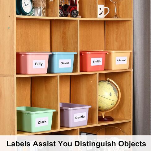 Outus 24 Pcs 11.6 x 7.7 Inch Macaron Color Plastic Cubby Bins with Labels Classroom Stacking Bins Storage Container Book Bins for Classroom Preschool Office Home Organizer, 6 Colors in Saudi Arabia