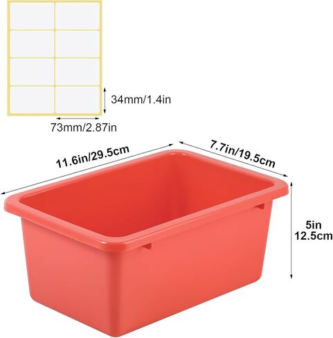 Outus 24 Pcs 11.6 x 7.7 Inch Macaron Color Plastic Cubby Bins with Labels Classroom Stacking Bins Storage Container Book Bins for Classroom Preschool Office Home Organizer, 6 Colors in Saudi Arabia