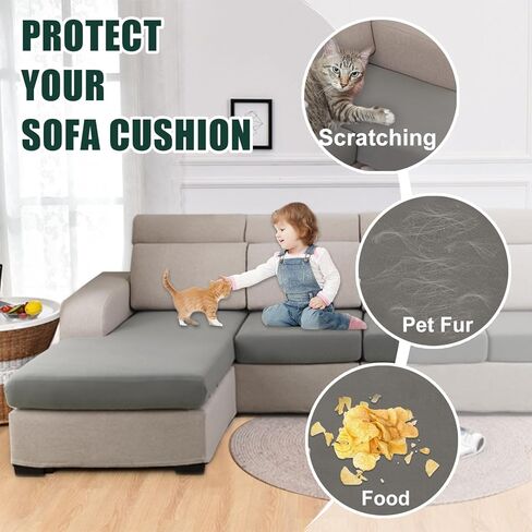 أغطية وسائد مقعد مقاومة للماء بنسبة 100%، أغطية وسائد للأريكة مقسمة، غطاء كرسي قابل للتمدد على شكل حرف L، واقي أثاث للحيوانات الأليفة (غطاء كرسي، كحلي) in Kuwait