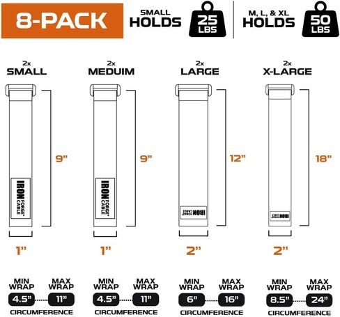 Iron Forge Cable Extension Cord Wrap Organizer, 12 Pack of Elastic Storage Straps - 6 x 1 Inch, Hold Up to 25 lbs, Stretchy Hook & Loop Cinch Straps for Power Cables, Hoses, Ropes, and More in Saudi Arabia