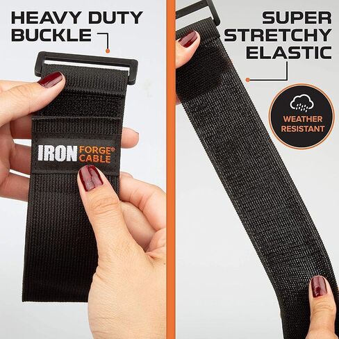 Iron Forge Cable Extension Cord Wrap Organizer, 12 Pack of Elastic Storage Straps - 6 x 1 Inch, Hold Up to 25 lbs, Stretchy Hook & Loop Cinch Straps for Power Cables, Hoses, Ropes, and More in Saudi Arabia