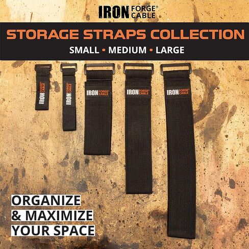 Iron Forge Cable Extension Cord Wrap Organizer, 12 Pack of Elastic Storage Straps - 6 x 1 Inch, Hold Up to 25 lbs, Stretchy Hook & Loop Cinch Straps for Power Cables, Hoses, Ropes, and More in Saudi Arabia