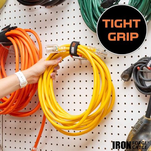 Iron Forge Cable Extension Cord Wrap Organizer, 12 Pack of Elastic Storage Straps - 6 x 1 Inch, Hold Up to 25 lbs, Stretchy Hook & Loop Cinch Straps for Power Cables, Hoses, Ropes, and More in Saudi Arabia