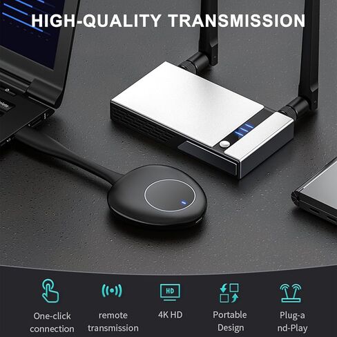 مجموعة جهاز إرسال واستقبال HDMI لاسلكي 4K مناسبة لأجهزة الكمبيوتر المحمول، دونجل، الكمبيوتر الشخصي، PS4، الهاتف الذكي إلى HDTV، جهاز العرض، توصيل الشاشة ودعم التشغيل 2.4/5 جيجا هرتز، نقل ثابت 165 قدم/50 متر in Kuwait
