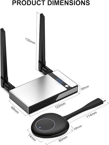 مجموعة جهاز إرسال واستقبال HDMI لاسلكي 4K مناسبة لأجهزة الكمبيوتر المحمول، دونجل، الكمبيوتر الشخصي، PS4، الهاتف الذكي إلى HDTV، جهاز العرض، توصيل الشاشة ودعم التشغيل 2.4/5 جيجا هرتز، نقل ثابت 165 قدم/50 متر in Kuwait