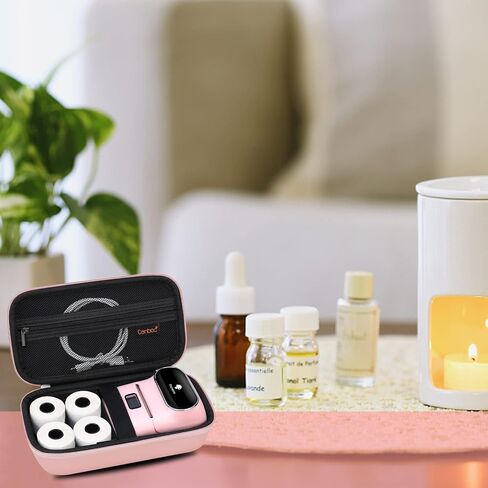 حقيبة حمل Canboc لصانع الملصقات Phomemo M110/ M120، حقيبة تخزين طابعة ملصقات حرارية صغيرة محمولة تعمل بالبلوتوث تناسب ملصقات الطابعة، كابل، ذهبي وردي (الجراب فقط) in Saudi Arabia