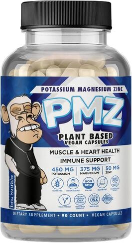 Potassium Magnesium Zinc - Easy to Swallow - Magnesium Potassium Aspartate Support Vascular, Heart, Muscle & Nerve Health, 90 Vegan Capsules - Tri-Mineral Fusion Formula - by Bored Nutrition in Saudi Arabia