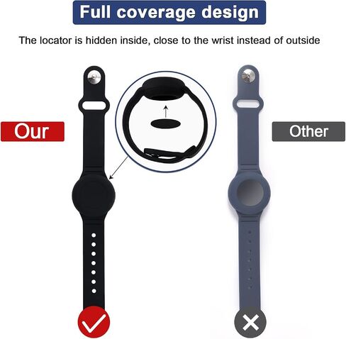 SAVITA 2pcs Kids Wristband for AirTag, Waterproof Silicone AirTag Bracelet for Kids Toddler Elder Adjustable Watch Band Kids Anti Lost AirTag Case Holder for Hiding GPS Tracker in Saudi Arabia