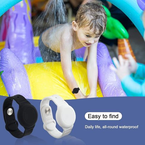 SAVITA 2pcs Kids Wristband for AirTag, Waterproof Silicone AirTag Bracelet for Kids Toddler Elder Adjustable Watch Band Kids Anti Lost AirTag Case Holder for Hiding GPS Tracker in Saudi Arabia