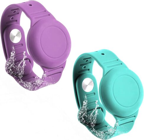 SAVITA 2pcs Kids Wristband for AirTag, Waterproof Silicone AirTag Bracelet for Kids Toddler Elder Adjustable Watch Band Kids Anti Lost AirTag Case Holder for Hiding GPS Tracker in Saudi Arabia