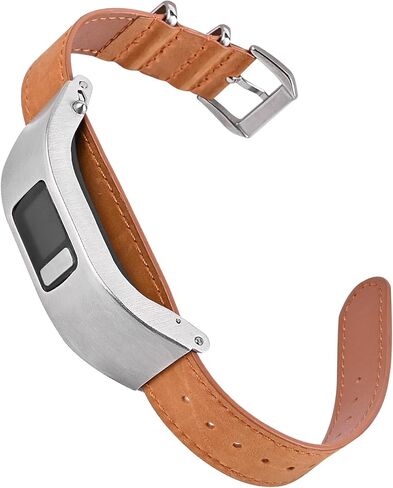 Leather Sheet Strap Compatible with Garmin vivofit 4 Activity Tracker Bands Replacement Watchband with Metal Case in Saudi Arabia