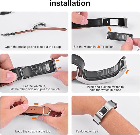 Leather Sheet Strap Compatible with Garmin vivofit 4 Activity Tracker Bands Replacement Watchband with Metal Case in Saudi Arabia
