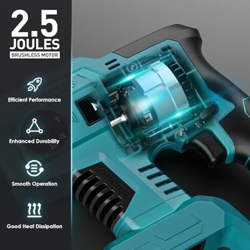 7/8" Rotary Hammer Drill for Makita 18V Battery: SDS-Plus Cordless Drill with Safety Clutch for Concrete Masonry, 2.5 Joules Power Drill, Including 4 Drill Bits in Kuwait