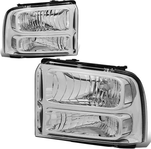 DNA MOTORING HL-OH-FSD05-CH-CL1 Chrome Housing Headlights Compatible with 05-07 F250 F350 F450 F550 SD in Saudi Arabia