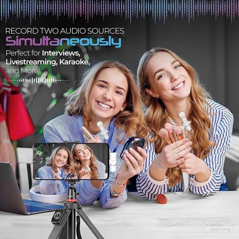 MANA Wireless Lavalier Microphone with Active Noise Reduction, Wireless Microphone for USB-C, Lapel Clip On Wireless Mic for Content Creator, Wireless Mini Microphone for USB-C Port – Black in Saudi Arabia