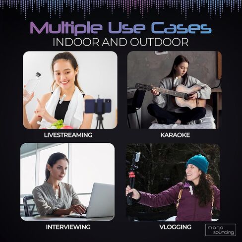 MANA Wireless Lavalier Microphone with Active Noise Reduction, Wireless Microphone for USB-C, Lapel Clip On Wireless Mic for Content Creator, Wireless Mini Microphone for USB-C Port – Black in Saudi Arabia