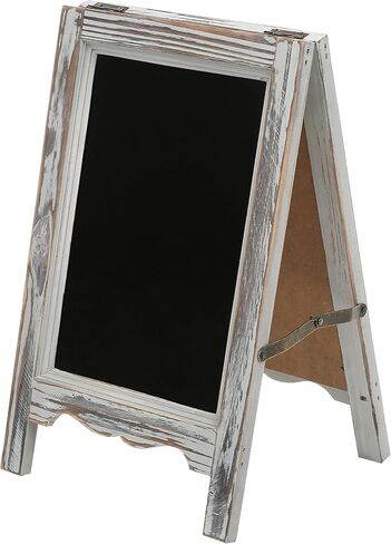 MyGift Rustic Brown Wood Small Chalkboard Sign, 15 Inch A Frame Menu Board with Double-Sided Erasable Chalkboard with Scalloped Design in Saudi Arabia