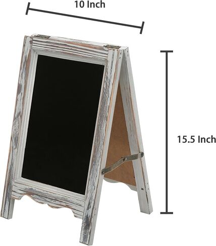 MyGift Rustic Brown Wood Small Chalkboard Sign, 15 Inch A Frame Menu Board with Double-Sided Erasable Chalkboard with Scalloped Design in Saudi Arabia
