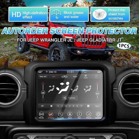 ملاءمة مخصصة لواقي الشاشة Jeep Wrangler JL 2018-2021 2022/Gladiator JT 2020-2022 من الزجاج المقسى 9H للملاحة التي تعمل باللمس (8.4 بوصة) in Saudi Arabia