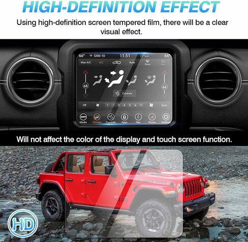 ملاءمة مخصصة لواقي الشاشة Jeep Wrangler JL 2018-2021 2022/Gladiator JT 2020-2022 من الزجاج المقسى 9H للملاحة التي تعمل باللمس (8.4 بوصة) in Saudi Arabia