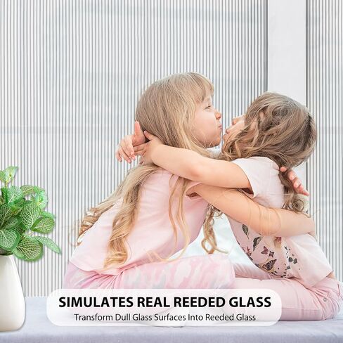 Harvakids Reeded Glass Window Film, Window Privacy Film, Frosted Glass Window Film, 3D Heat Blocking Window Decals Non Adhesive for Bathroom Living Room Office in Saudi Arabia