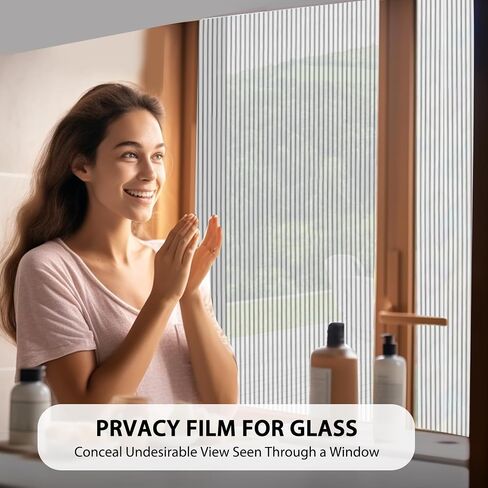 Harvakids Reeded Glass Window Film, Window Privacy Film, Frosted Glass Window Film, 3D Heat Blocking Window Decals Non Adhesive for Bathroom Living Room Office in Saudi Arabia