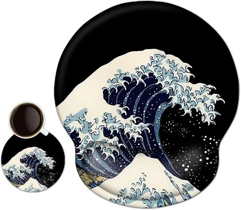 AIMSA Ergonomic Mouse Pad with Wrist Rest Support Gel Memory, Non-Slip PU Base Wrist Rest Pad for Home, Office, Work, Game, Easy Typing, Pain Relief, Comfortable, Durable, Flowers Plants in Kuwait