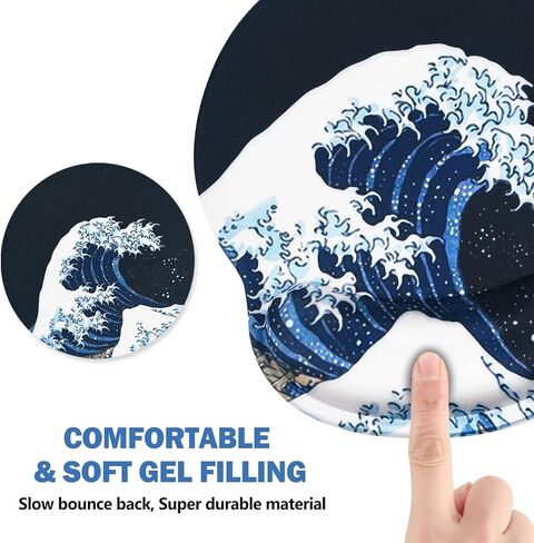 AIMSA Ergonomic Mouse Pad with Wrist Rest Support Gel Memory, Non-Slip PU Base Wrist Rest Pad for Home, Office, Work, Game, Easy Typing, Pain Relief, Comfortable, Durable, Flowers Plants in Kuwait