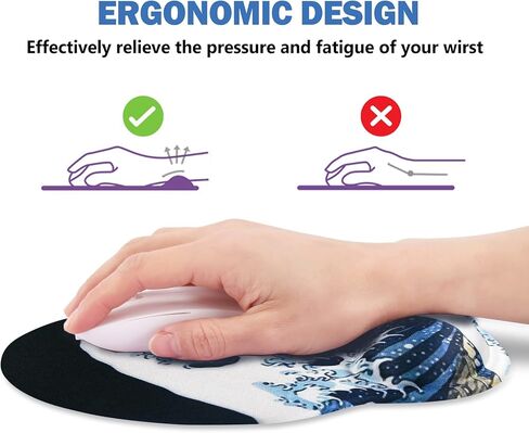 AIMSA Ergonomic Mouse Pad with Wrist Rest Support Gel Memory, Non-Slip PU Base Wrist Rest Pad for Home, Office, Work, Game, Easy Typing, Pain Relief, Comfortable, Durable, Flowers Plants in Kuwait