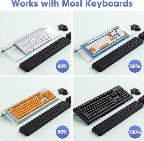 حامل لوحة مفاتيح الكمبيوتر HONKID لسطح المكتب ومساند المعصم للماوس ولوحة المفاتيح، حامل لوحة مفاتيح مائل من الأكريليك الأسود 4 في 1 مع وسادات مسند المعصم للكتابة المريحة، أسود in Kuwait